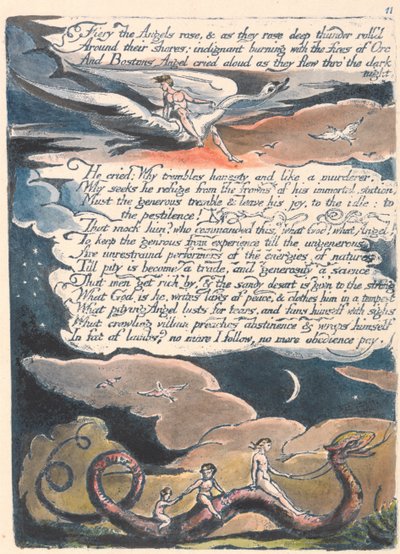 America. A Prophecy, Plate 13, Fiery the Angels Rose by William Blake